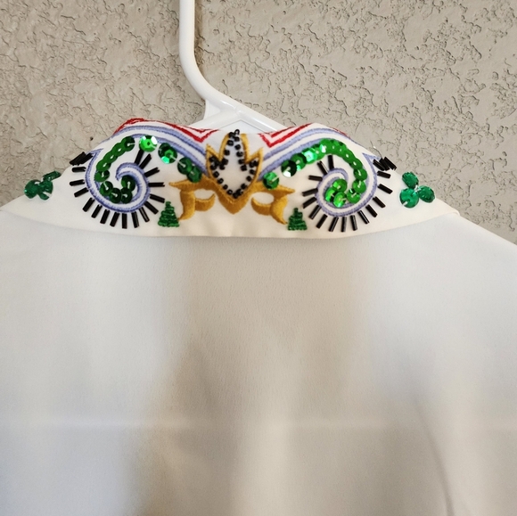 Katen Scott vintage beaded sequin collar blouse size 10 - Picture 5 of 7